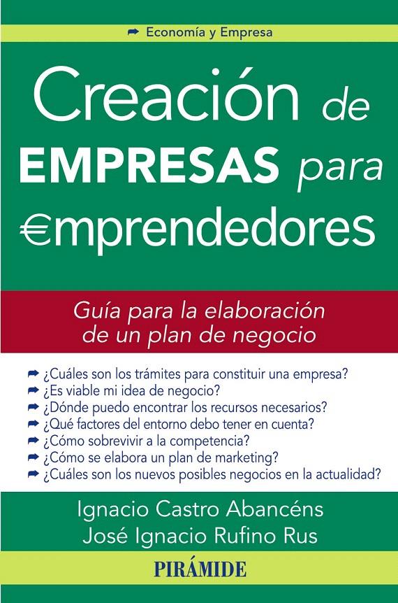 CREACIÓN DE EMPRESAS PARA EMPRENDEDORES | 9788436824216 | CASTRO ABANCÉNS, IGNACIO/RUFINO RUS, JOSÉ IGNACIO | Llibreria L'Illa - Llibreria Online de Mollet - Comprar llibres online
