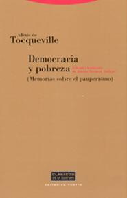 DEMOCRACIA Y POBREZA (MEMORIAS SOBRE EL PAUPERISMO) | 9788481645958 | TOCQUEVILLE, ALEXIS DE