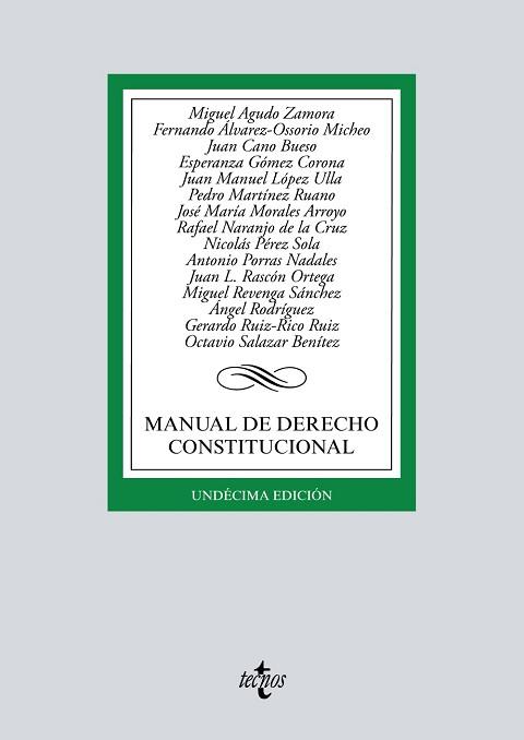 MANUAL DE DERECHO CONSTITUCIONAL | 9788430979820 | AGUDO ZAMORA, MIGUEL/ÁLVAREZ-OSSORIO MICHEO, FERNANDO/CANO BUESO, JUAN/GÓMEZ CORONA, ESPERANZA/LÓPEZ