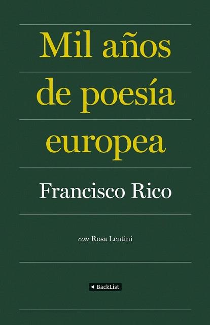 MIL AÑOS DE POESIA EUROPEA | 9788408086840 | RICO, FRANCISCO | Llibreria L'Illa - Llibreria Online de Mollet - Comprar llibres online