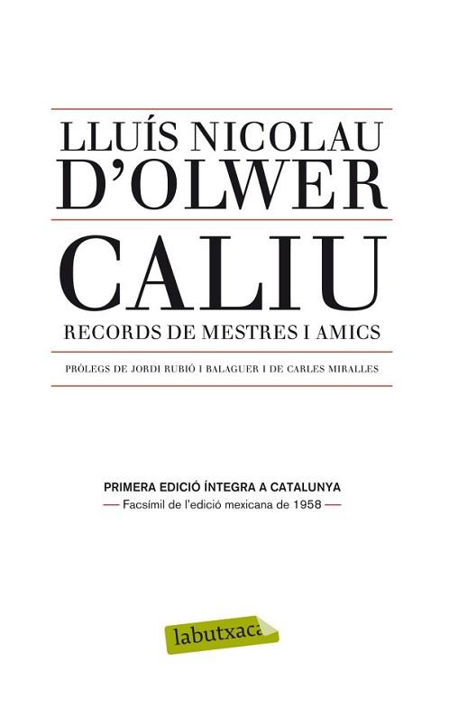 CALIU | 9788499305066 | OLWER, LLUIS NICOLAU D' | Llibreria L'Illa - Llibreria Online de Mollet - Comprar llibres online