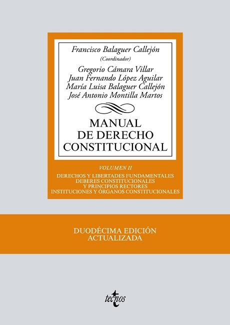 MANUAL DE DERECHO CONSTITUCIONAL 2 | 9788430972418 | BALAGUER CALLEJÓN, FRANCISCO/CÁMARA VILLAR, GREGORIO/LÓPEZ AGUILAR, JUAN FERNANDO/BALAGUER CALLEJÓN, | Llibreria L'Illa - Llibreria Online de Mollet - Comprar llibres online