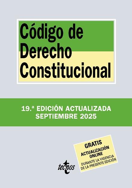 CÓDIGO DE DERECHO CONSTITUCIONAL | 9788430993123 | EDITORIAL TECNOS | Llibreria L'Illa - Llibreria Online de Mollet - Comprar llibres online