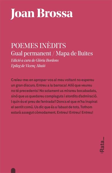 POEMES INÈDITS | 9788416738243 | BROSSA, JOAN | Llibreria L'Illa - Llibreria Online de Mollet - Comprar llibres online