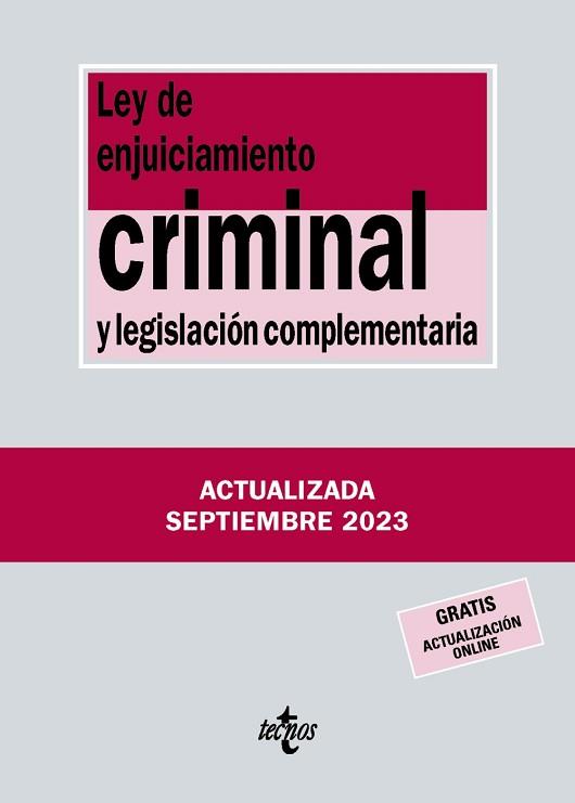 LEY DE ENJUICIAMIENTO CRIMINAL Y LEGISLACIÓN COMPLEMENTARIA | 9788430988433 | EDITORIAL TECNOS