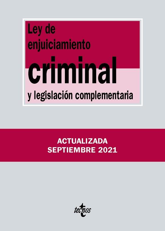 LEY DE ENJUICIAMIENTO CRIMINAL Y LEGISLACIÓN COMPLEMENTARIA | 9788430982769 | EDITORIAL TECNOS