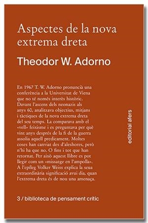 ASPECTES DE LA NOVA EXTREMA DRETA | 9788418618413 | ADORNO, THEODOR W. | Llibreria L'Illa - Llibreria Online de Mollet - Comprar llibres online
